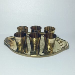 Brass Glass Set With Tray