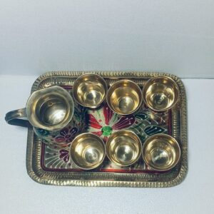 Brass Mina Jug And Glass Set With Tray