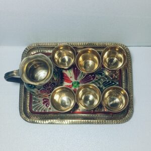 Brass Mina Jug And Glass Set With Tray